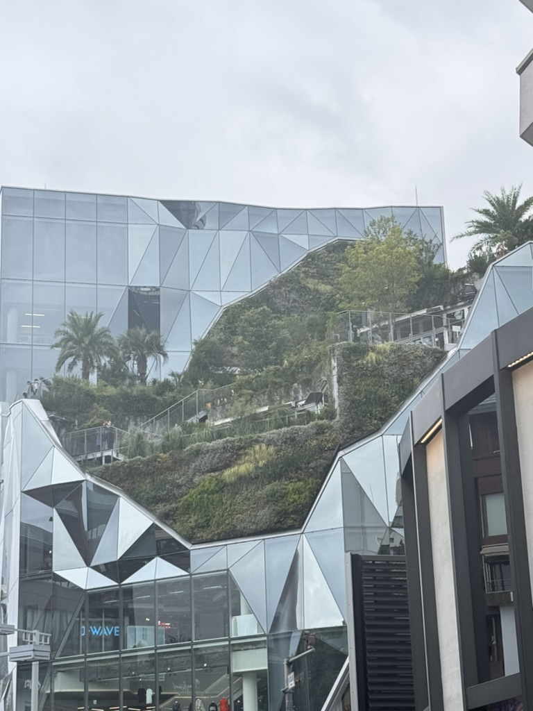 christina caught this wild geometric facade at miyashita park, one of shibuya's COOLEST new developments