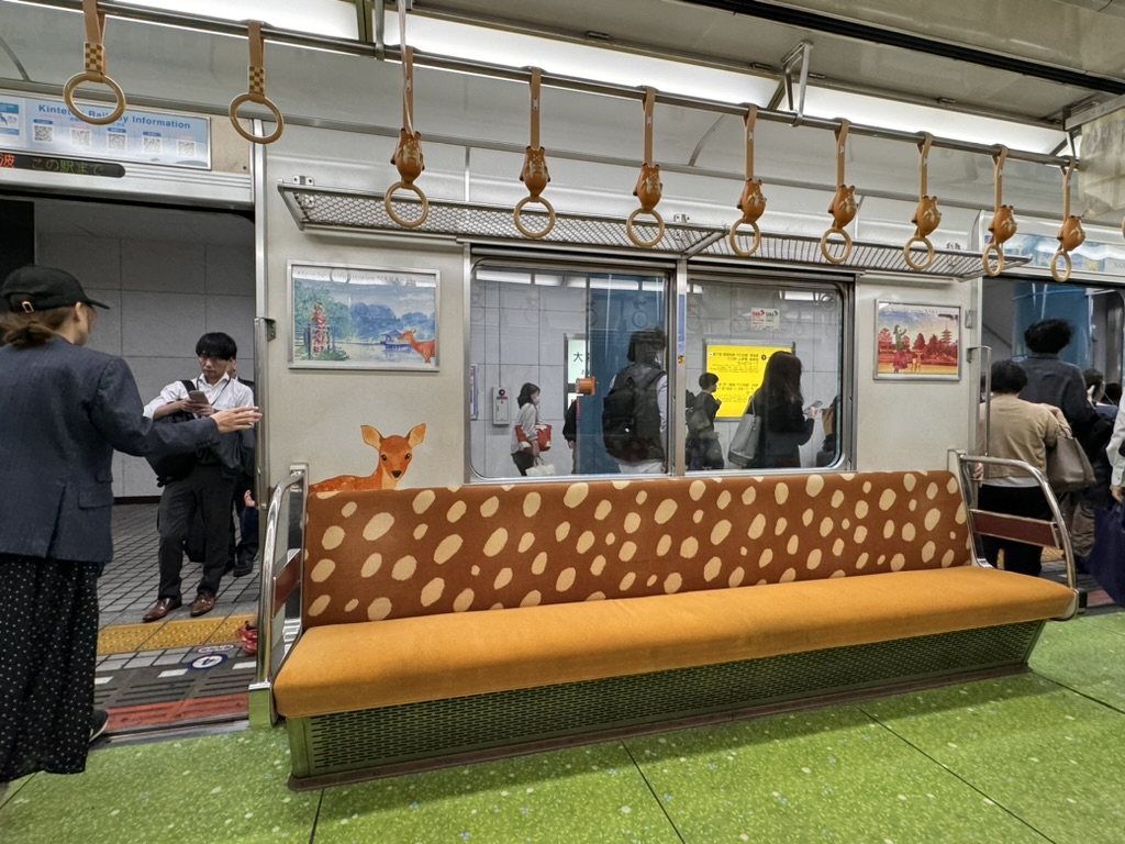 spotted this ADORABLE deer-themed subway car in osaka. the attention to detail in japanese public transit is next level