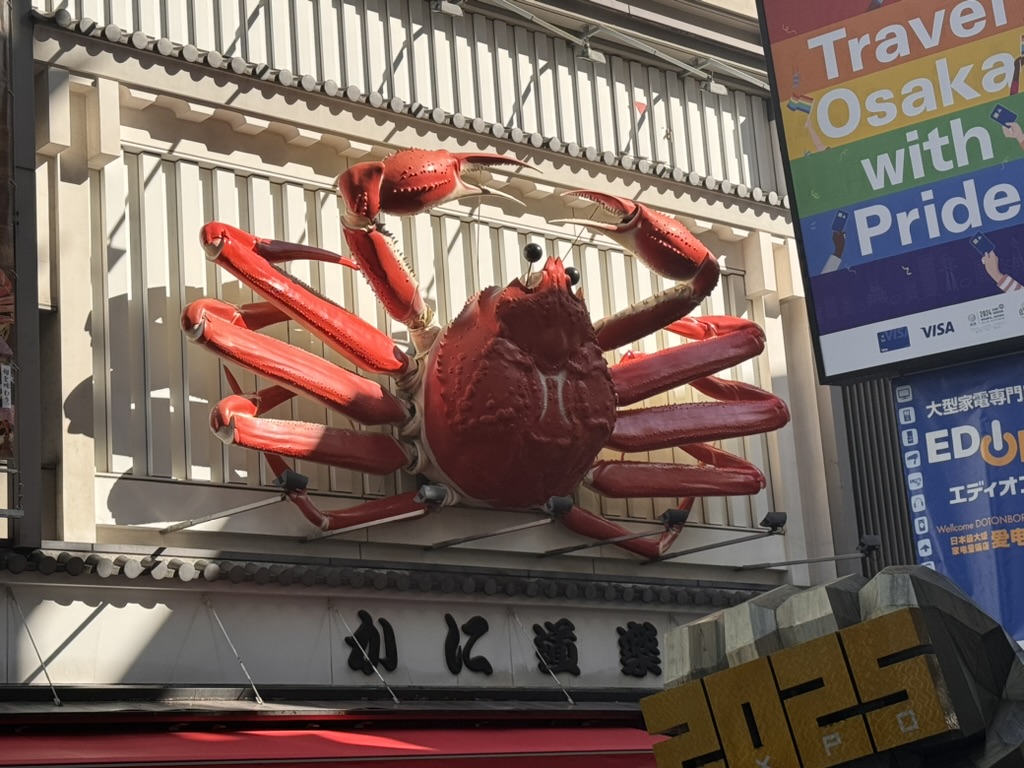 the MASSIVE mechanical crab that's become dotonbori's most iconic landmark - christina caught this shot while we wandered through osaka's food paradise