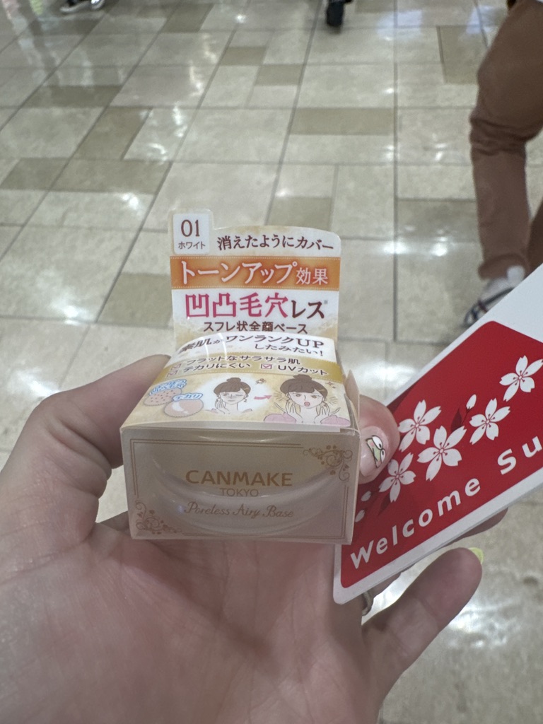 christina found the HOLY GRAIL of japanese drugstore makeup - canmake poreless magic base at a random shop in tokyo