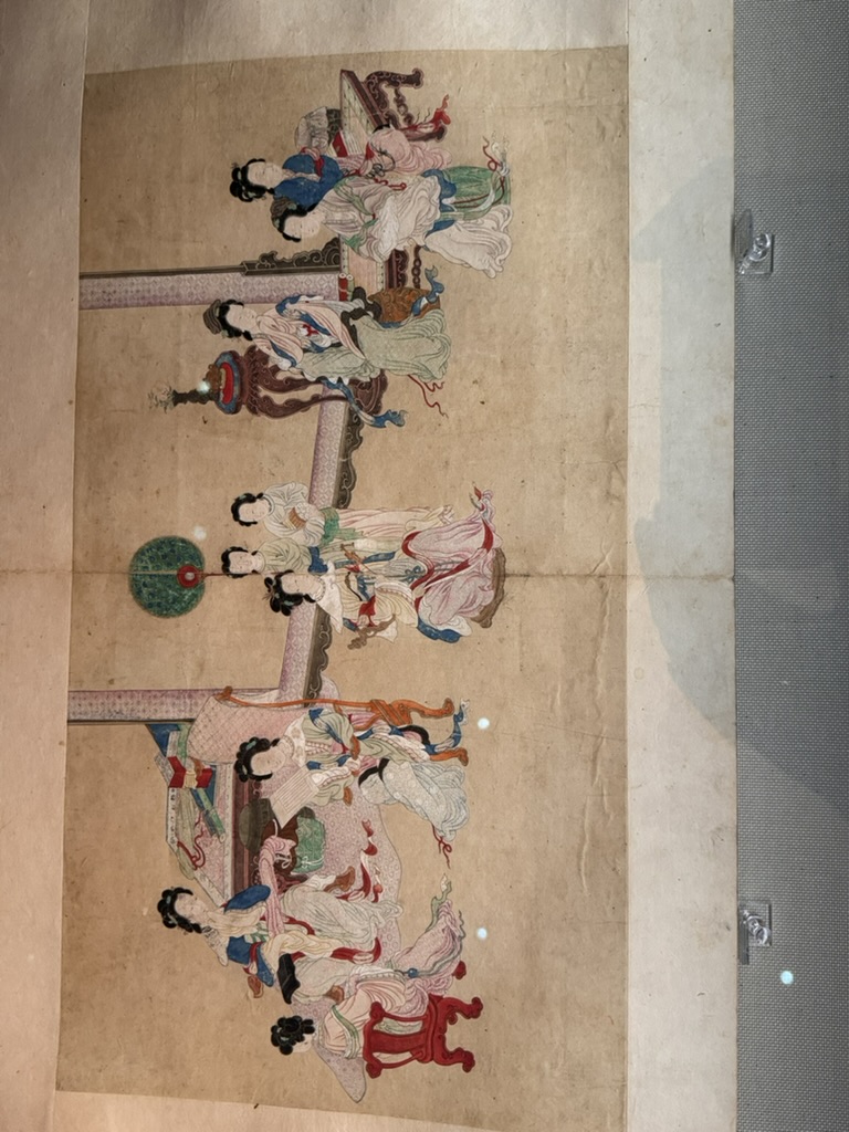 daniel and christina checking out this AMAZING ancient japanese scroll at the tokyo national museum - the detail in these old paintings is wild