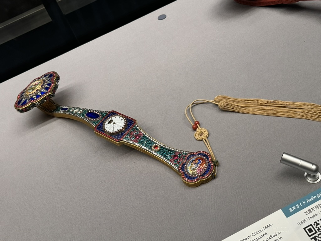 checking out this INCREDIBLE bejeweled timepiece at the national museum of nature and science in taito. christina spotted this ornate chinese-made watch from the 1800s in their international collection.