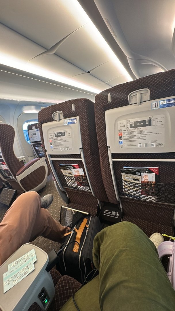 cruising between cities on the SHINKANSEN - way more legroom than we expected