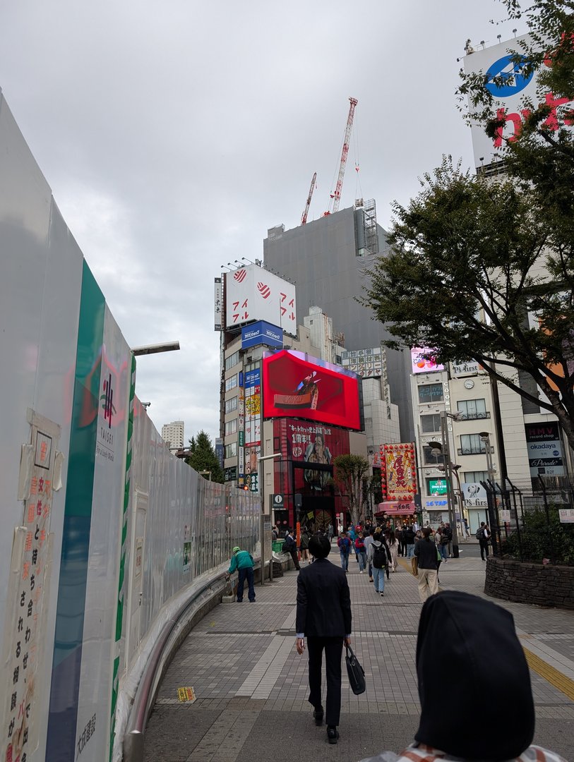 morning rush in shinjuku - chuck caught this shot of the MASSIVE digital billboards while ashley navigated us through the busiest station in the world