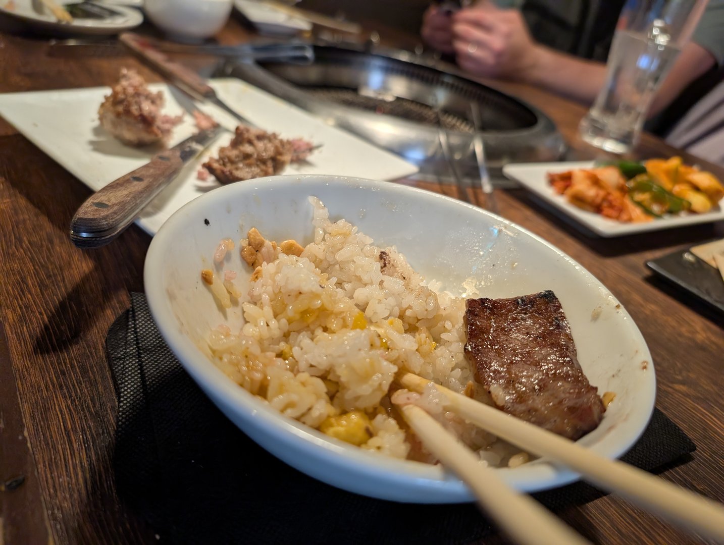 lunch break in shinjuku - chuck and ashley found this tiny yakiniku spot down an alley near golden gai. that garlic rice with wagyu hits DIFFERENT.