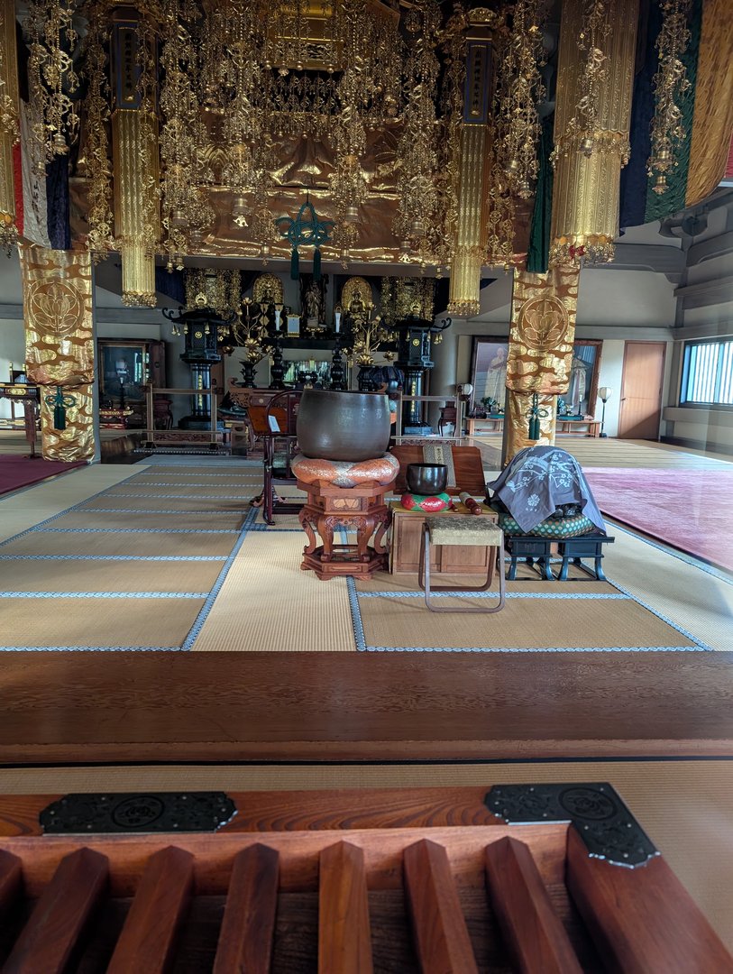 stumbled into this STUNNING buddhist temple interior near setagaya station - the gold leaf ceiling is next level