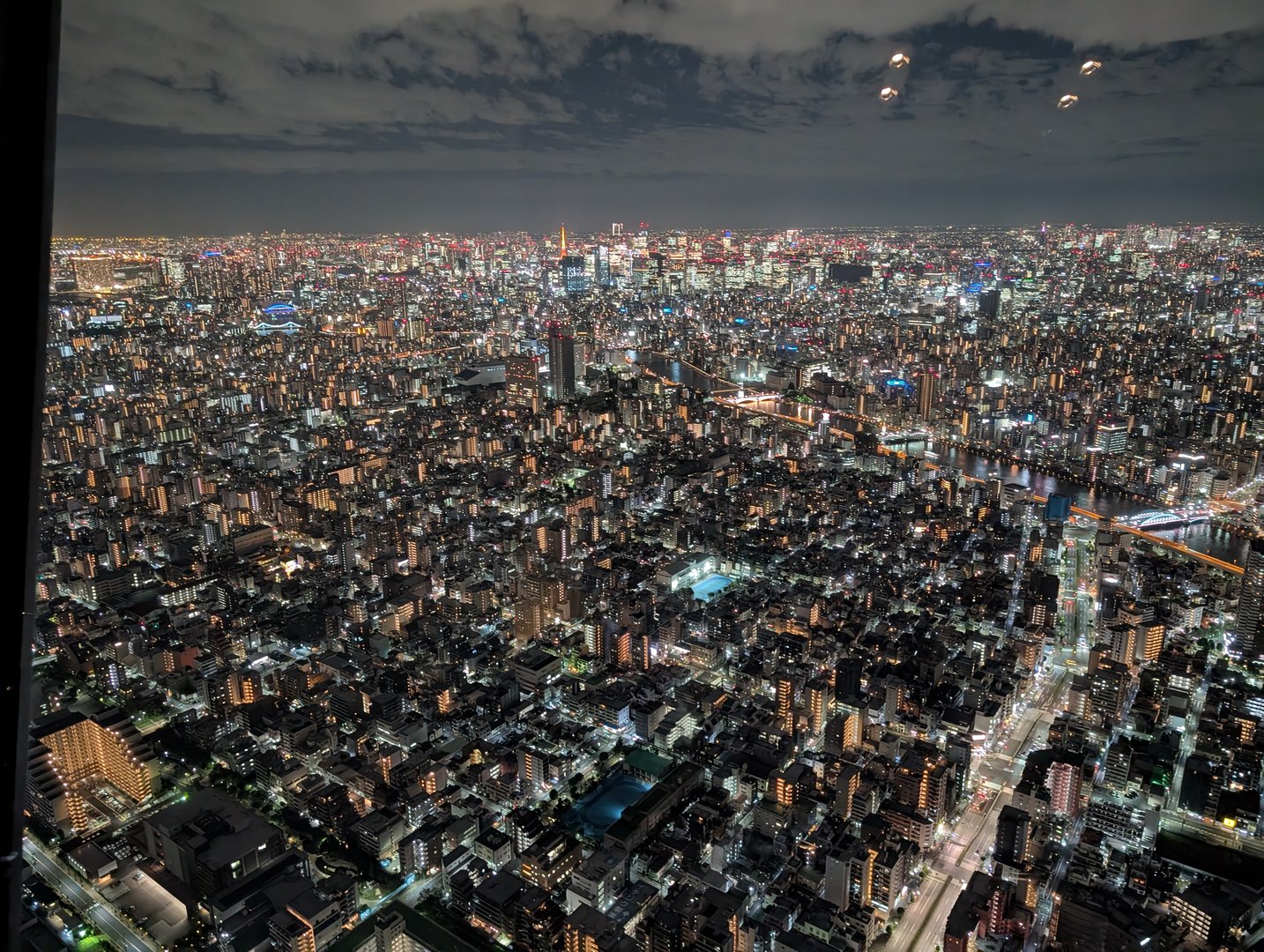 night view from the TOKYO SKYTREE observation deck - chuck managed to catch tokyo's endless sea of lights stretching to the horizon