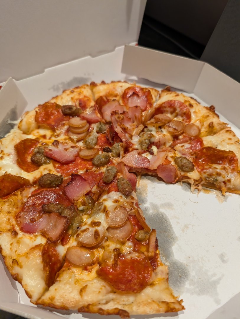 late night pizza run near our shinjuku airbnb - chuck and ashley needed a break from japanese food