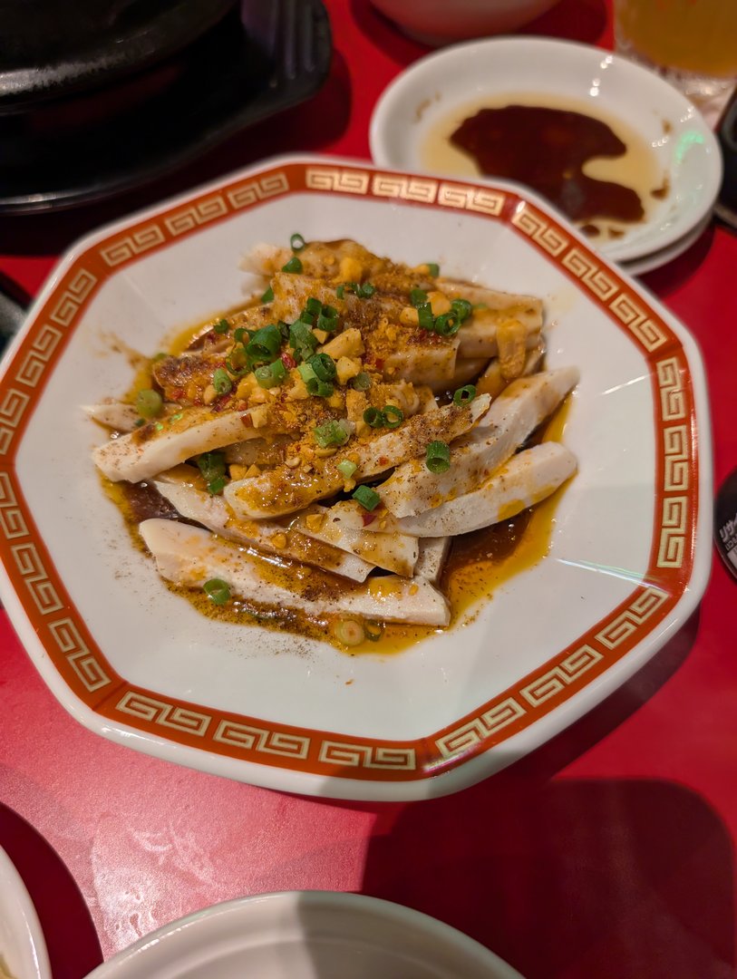 chuck and ashley found this AMAZING szechuan-style chilled beef tendon at a tiny spot in shinjuku - way spicier than expected but totally worth it