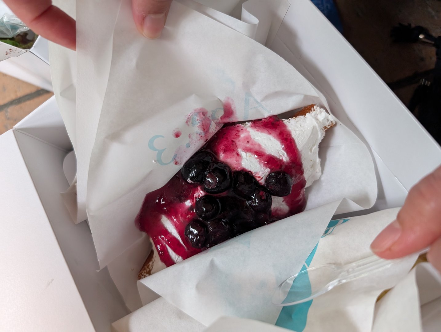 lunch break discovery: chuck found this AMAZING blueberry cream cheese danish at a tiny bakery in chūō