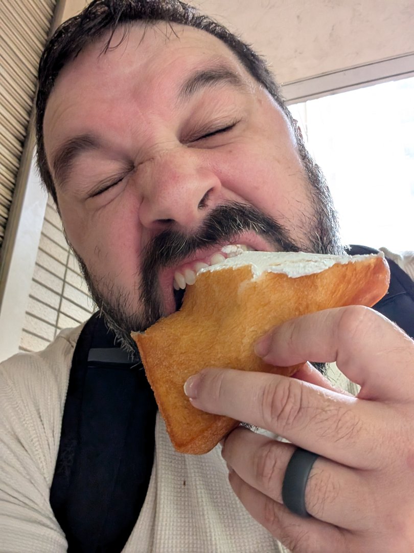 chuck's first encounter with a LEGENDARY japanese milk bread sandwich in chūō. this is what pure joy looks like.