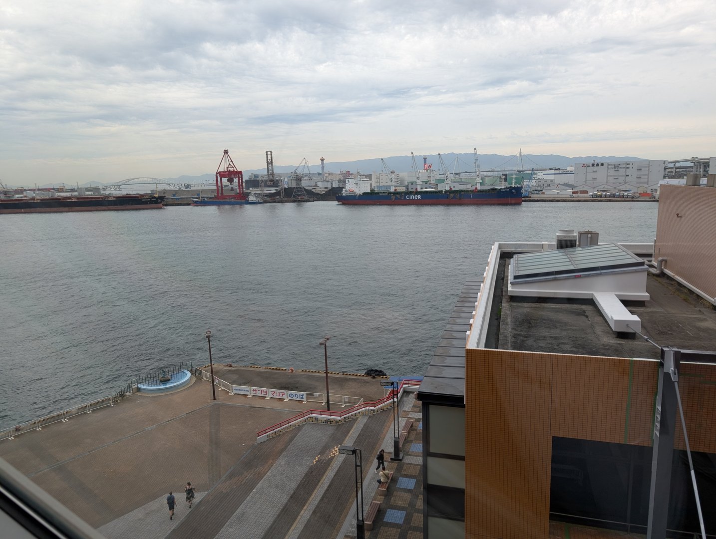 view from our room of osaka's busy port - chuck caught this while we were checking out the massive cargo ships coming and going