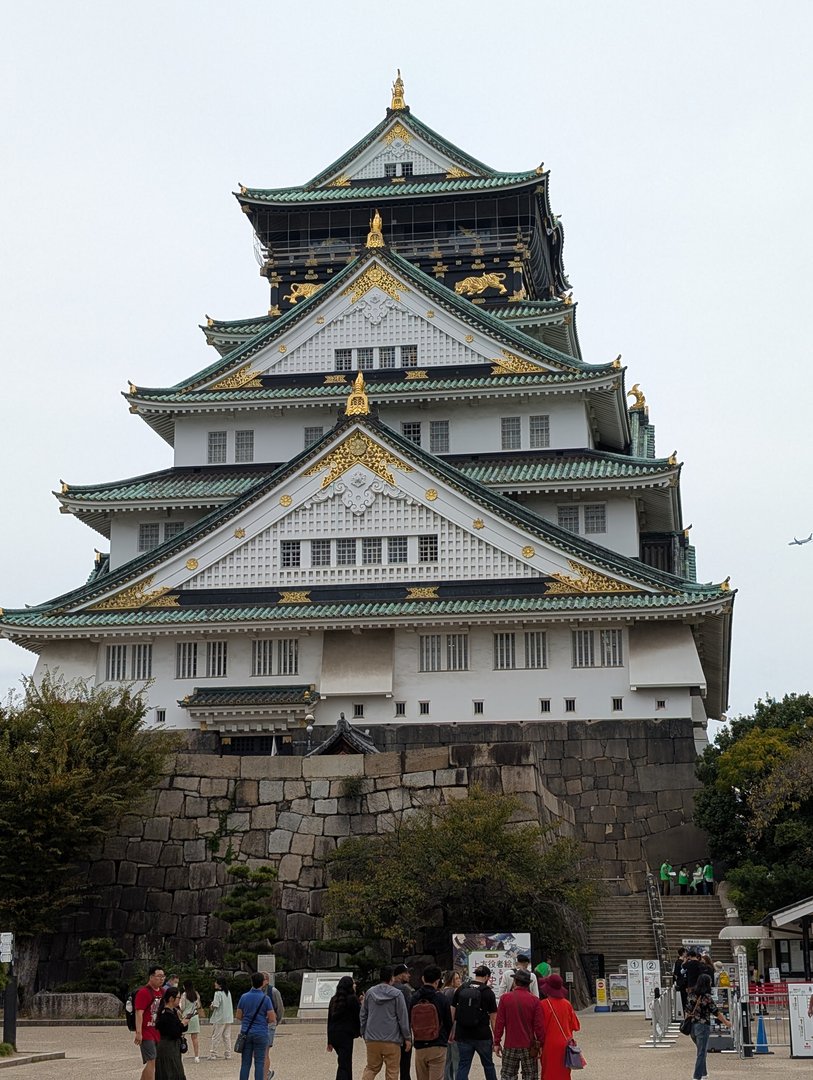 early morning at osaka castle - chuck got this perfect shot while ashley was still back at our traditional house getting ready for the day