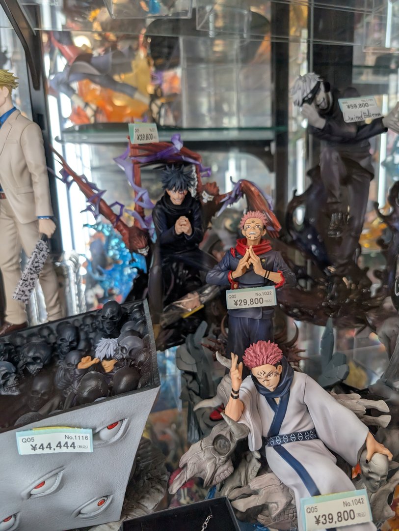 chuck found these EPIC jujutsu kaisen figures at a shop in akihabara. prices are steep but the detail is insane