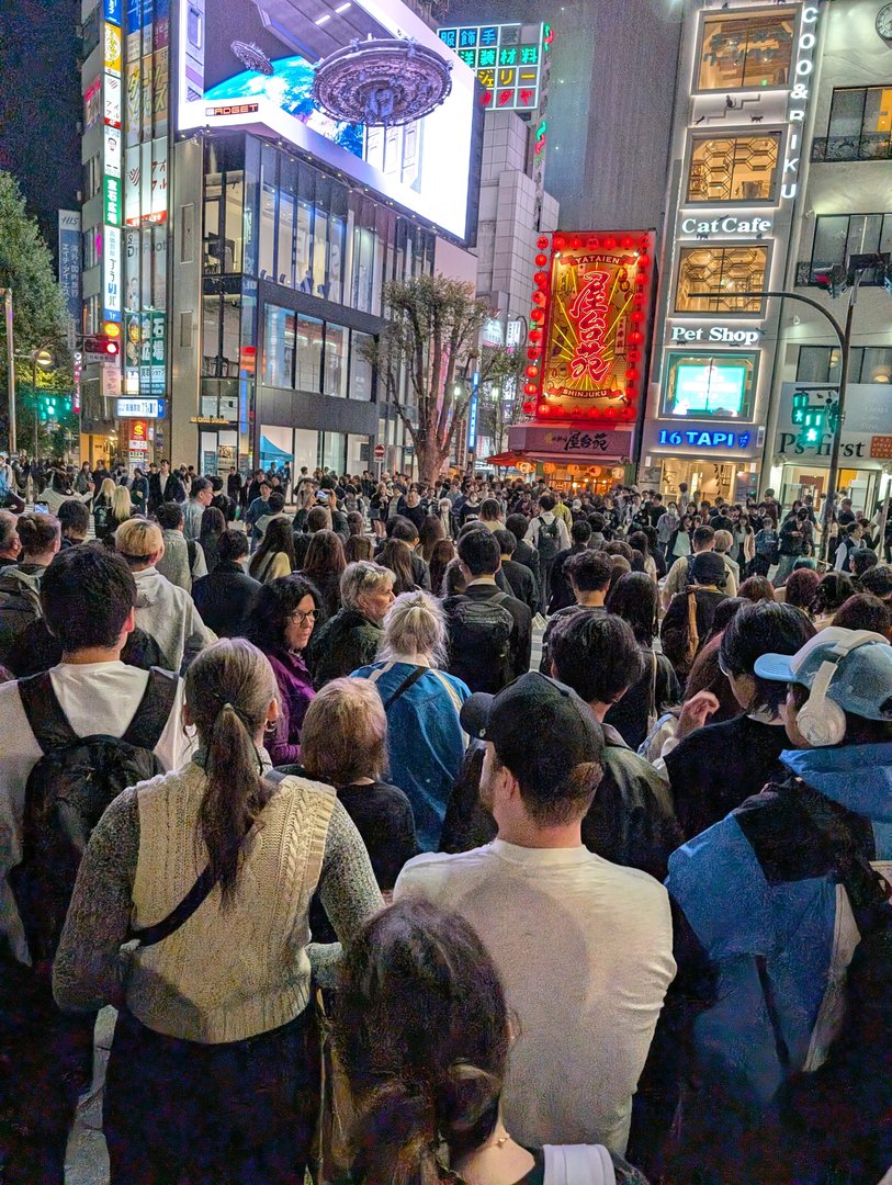 halloween night in shinjuku and the streets are PACKED with people checking out the scene. chuck managed to snap this while ashley was leading us through the crowd to find some late night ramen.