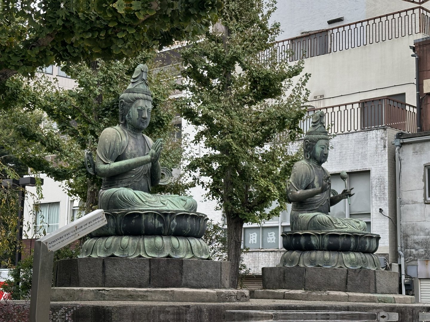 wandering through taito, dan spotted these twin buddha statues tucked away between apartment buildings - such a random find in the middle of the city