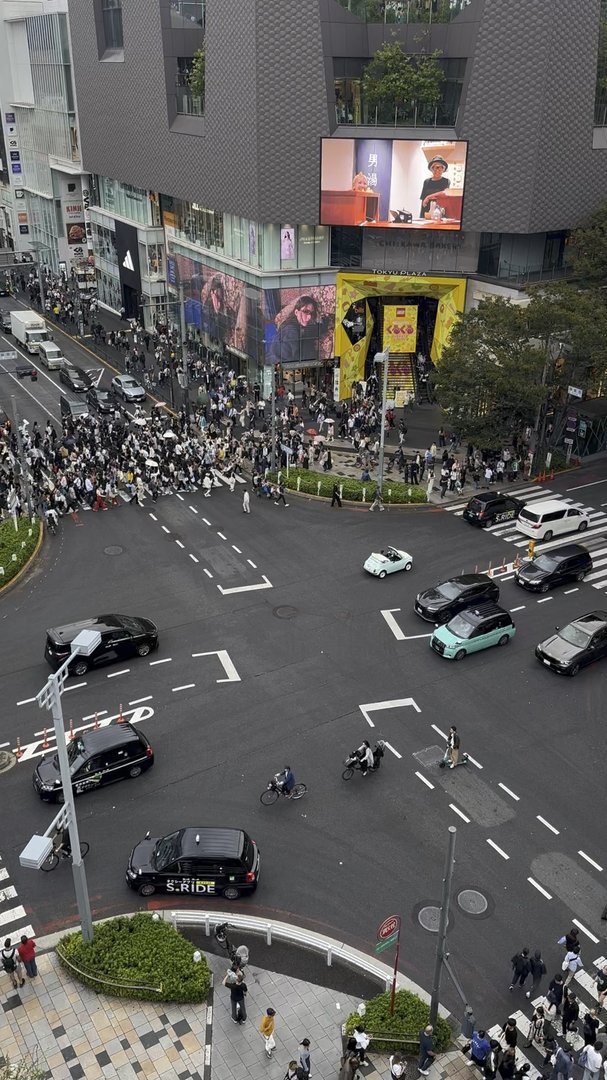 looking down at the FAMOUS harajuku crossing from our airbnb - the crowd waiting to cross is bigger than our entire hometown