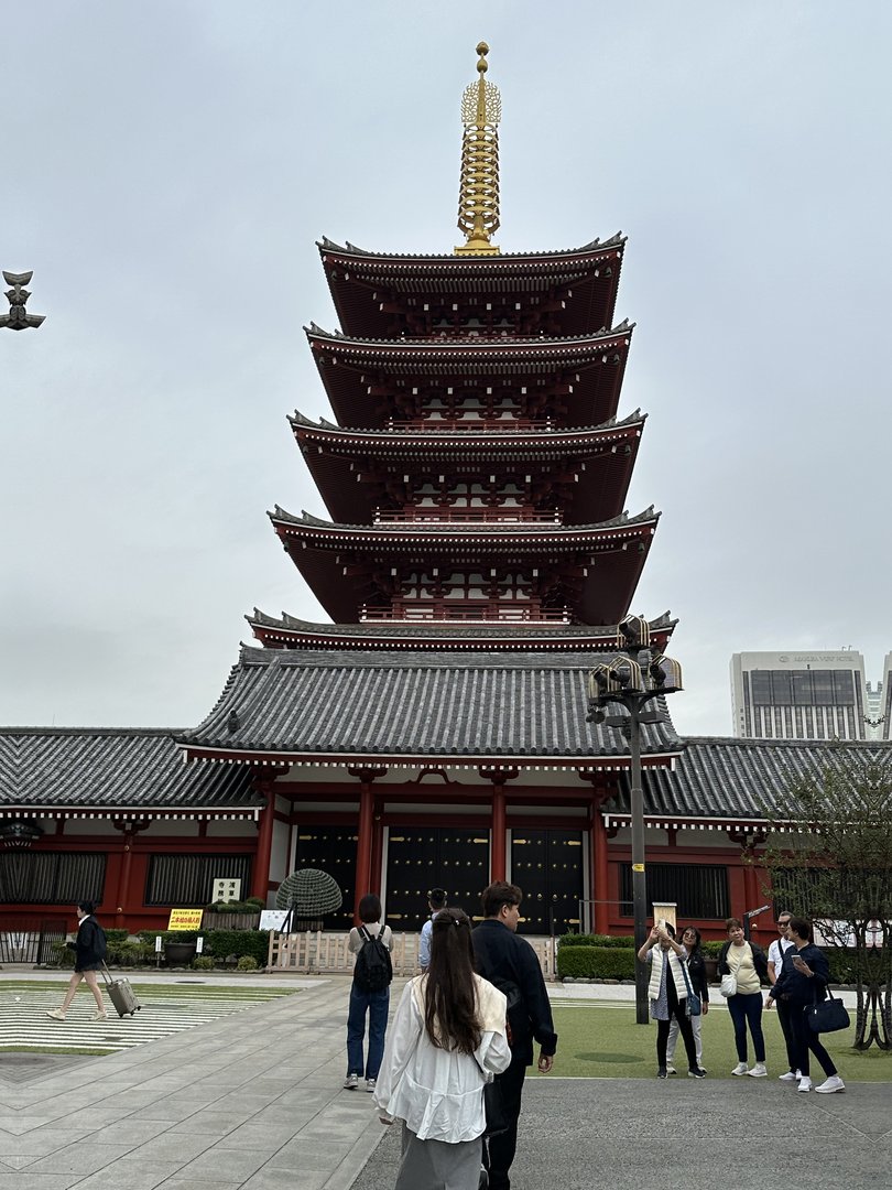 early morning at sensoji temple in asakusa - dan got this shot of the ICONIC five-story pagoda before the crowds got too wild