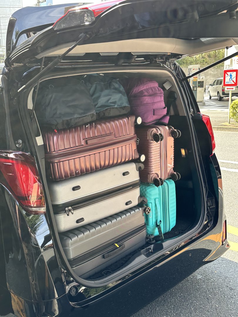 somehow managed to tetris all our luggage into this tiny japanese rental van in shinjuku. DEFINITELY should have packed lighter for 10 days