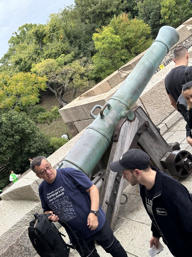 checking out one of the old cannons at osaka castle with chuck - these things are MASSIVE up close