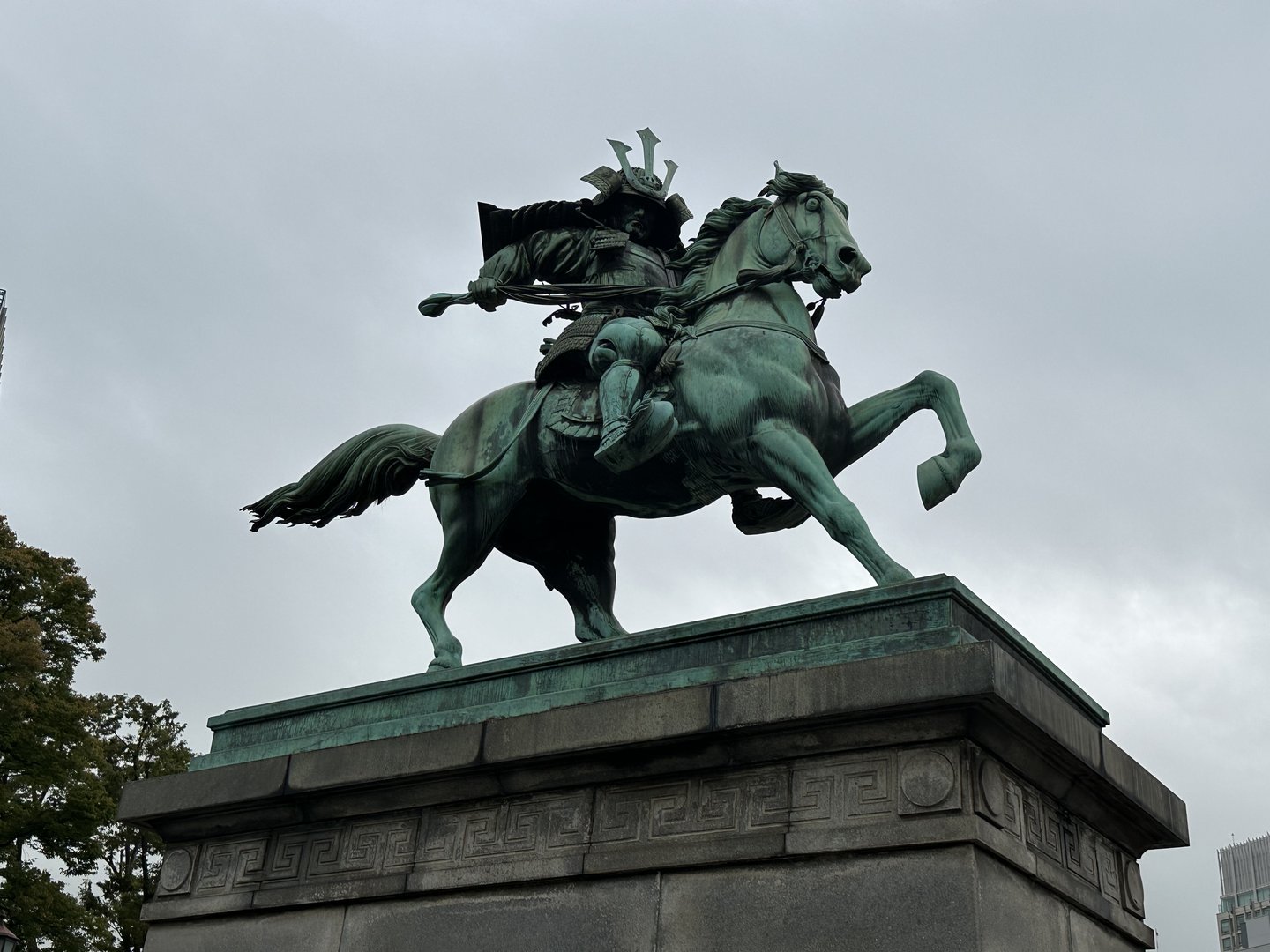 this epic samurai statue near the imperial palace gives off major boss battle vibes on this cloudy morning in chiyoda