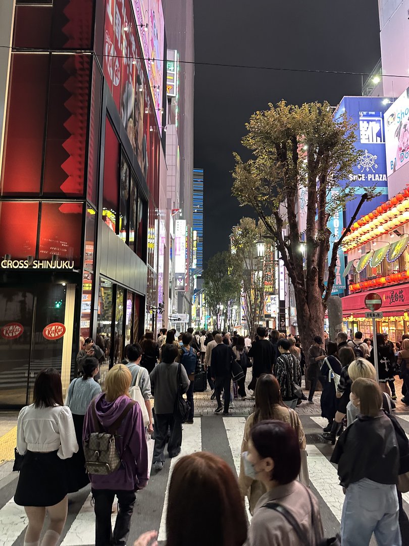 sunday night crowds pack the streets near cross shinjuku, where dan managed to snap this shot of the INTENSE nightlife scene